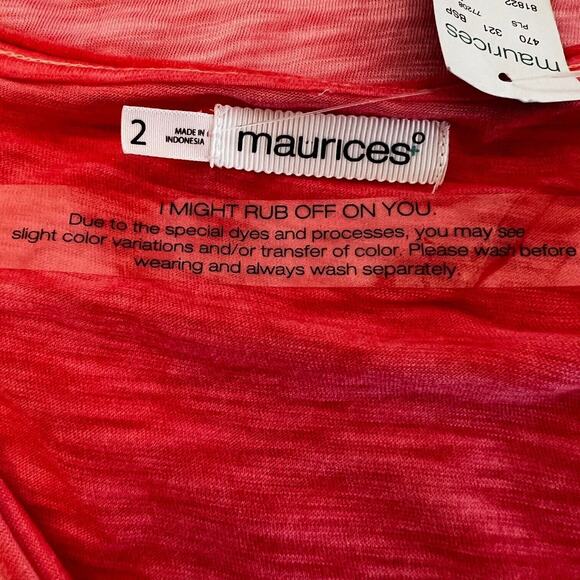 Maurices Womens Tee Size 2X Heathered Pink Short Sleeve Scoop Neck Cotton Modal - Picture 4 of 7